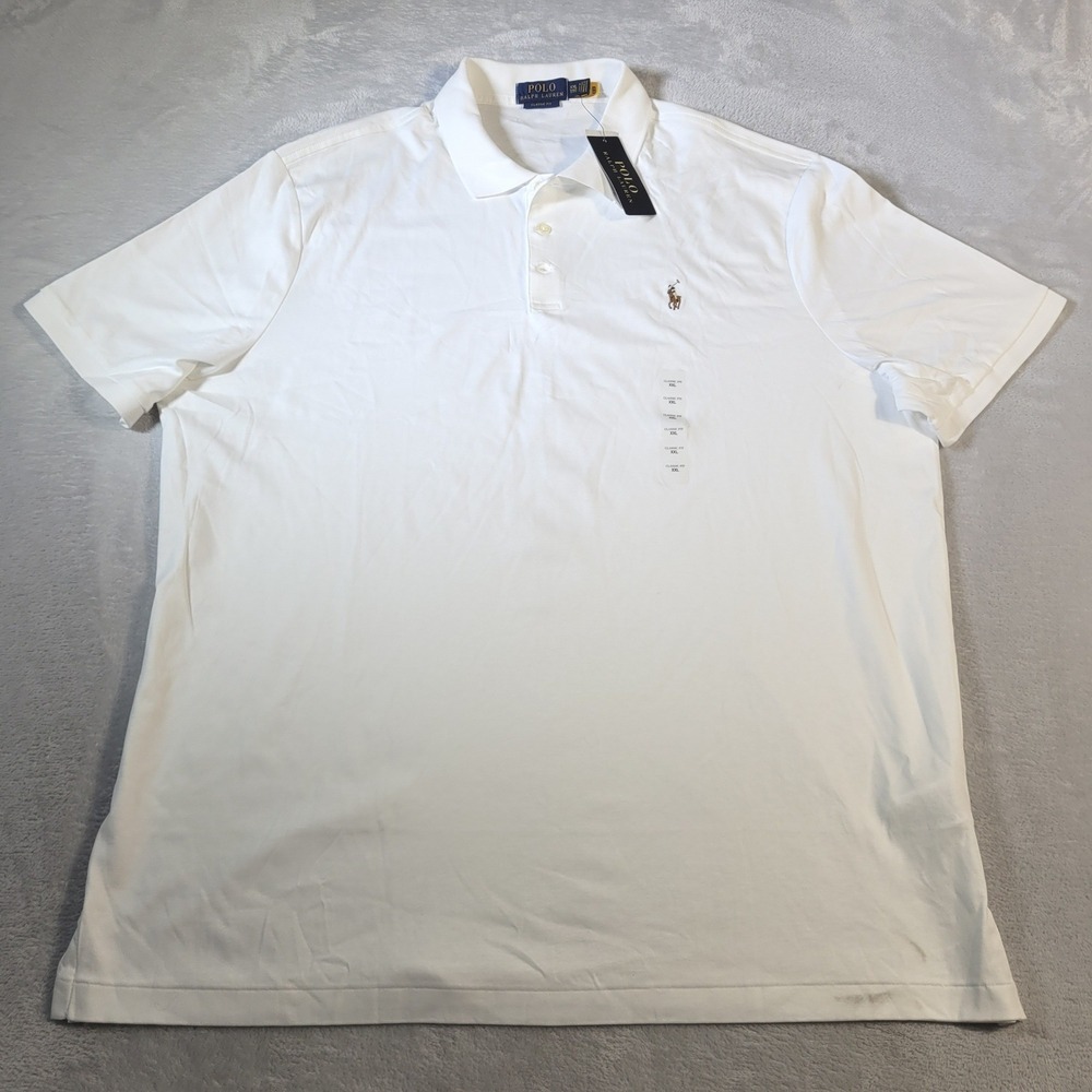 Polo Ralph Lauren Polo Shirt Mens XXL White Classic Fit Flesh Pony Short Sleeve